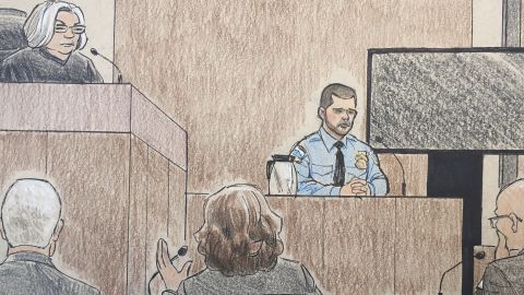Minneapolis police officer Matthew Harrity testifies in the murder trial of former Minneapolis police officer Mohamed Noor.