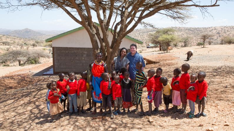 <strong>Nkiloriti school: </strong>Cheatham and McIntire visited a local primary school to distribute fresh supplies of notebooks and stationery. 