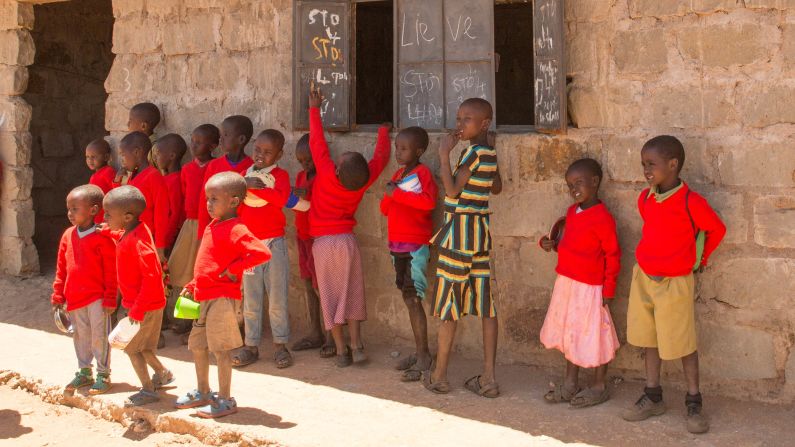 <strong>Break from class:</strong> The school buildings were built by the Ol Lentille Trust and it funds the teachers' salaries. 