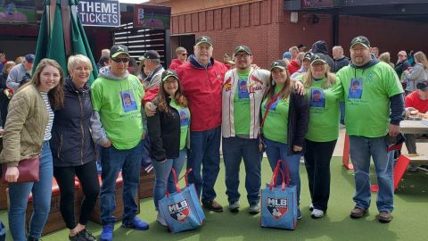 From left to right, Catherine and Liza Sueme, Jake and Savannah Roesch, John Sueme, Brenden and Angie Bulger, and Katie and Chris Seper.