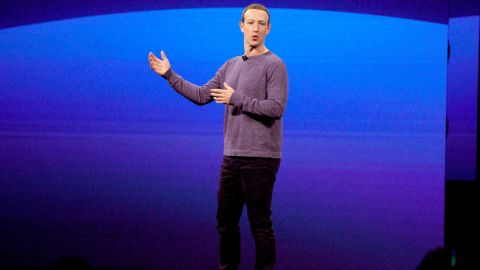 Facebook CEO Mark Zuckerberg gives the keynote speech at F8, the company's annual developer conference.