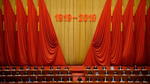 President Xi Jinping (center) ahead of a speech marking the 100th anniversary of May 4th Movement at Great Hall of the People in Beijing.