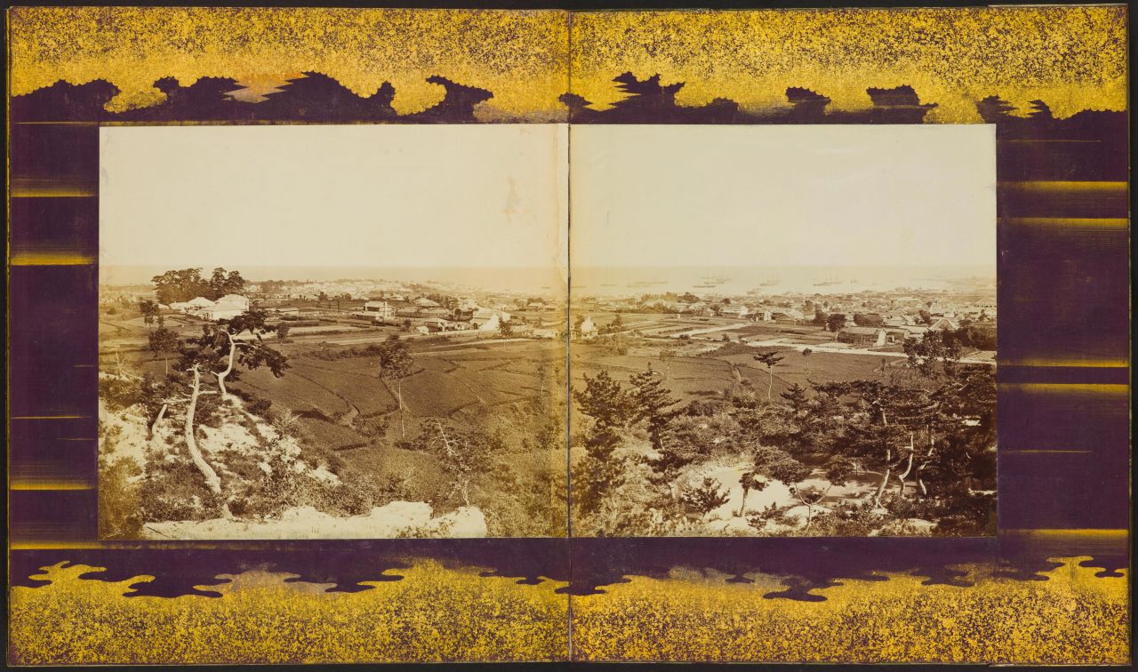 An early photograph of the Japanese port city of Kobe.