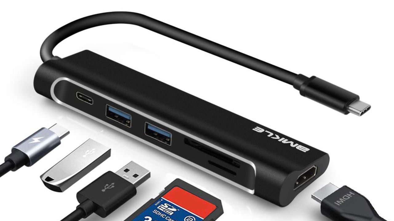<strong>6-in-1 USB C Hub ($48.67; </strong><a href="https://www.amazon.com/Charging-Multi-Function-Adapter-Compatible-Notebook/dp/B07QR92BKH/ref=as_li_ss_tl?keywords=USB+.+C+hub&qid=1556654580&s=electronics&sr=1-9&linkCode=ll1&tag=06185startech-20&linkId=4d4ba3ccd8a458ecd5fb593227b8e3eb&language=en_US" target="_blank" target="_blank"><strong>amazon.com</strong></a><strong>)</strong>