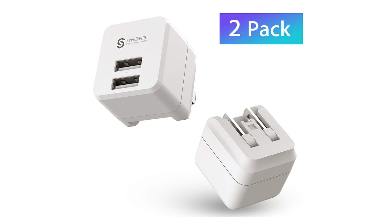 <strong>2 Pack Syncwire USB Wall Charger ($14.99; </strong><a href="https://www.amazon.com/dp/B07K6GDYDP/ref=as_li_ss_tl?psc=1&pd_rd_i=B07K6GDYDP&pd_rd_w=BtgN4&pf_rd_p=46cdcfa7-b302-4268-b799-8f7d8cb5008b&pd_rd_wg=SOKyt&pf_rd_r=DMW2MDKHX3967D3WT7BC&pd_rd_r=6bb025af-6b81-11e9-af2b-df456cd2a423&linkCode=ll1&tag=06185startech-20&linkId=20d7acce0b8b6a729ed22acaf75b8b60&language=en_US" target="_blank" target="_blank"><strong>amazon.com</strong></a><strong>)</strong>
