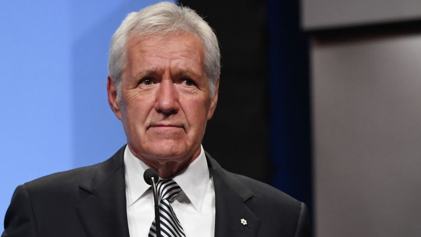 LAS VEGAS, NV - APRIL 09:  "Jeopardy!" host Alex Trebek speaks as he is inducted into the National Association of Broadcasters Broadcasting Hall of Fame during the NAB Achievement in Broadcasting Dinner at the Encore Las Vegas on April 9, 2018 in Las Vegas, Nevada. NAB Show, the trade show of the National Association of Broadcasters and the world's largest electronic media show, runs through April 12 and features more than 1,700 exhibitors and 102,000 attendees.  (Photo by Ethan Miller/Getty Images)