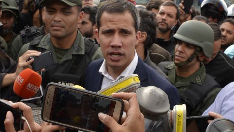 Surrounded by soldiers, Guaidó called for a military uprising against Maduro outside the airforce base La Carlota on April 30.