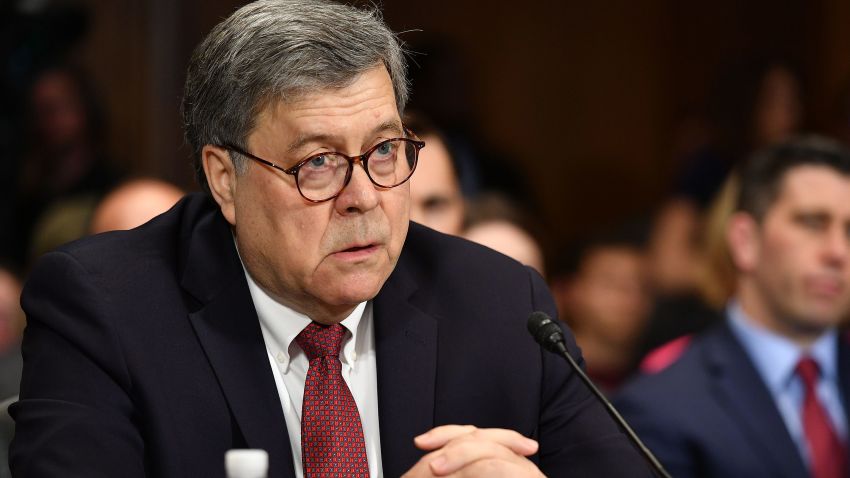 US Attorney General William Barr listens before the Senate Judiciary Committee on "The Justice Department's Investigation of Russian Interference with the 2016 Presidential Election" on Capitol Hill in Washington, DC, on May 1,2019. (Photo by MANDEL NGAN / AFP)        (Photo credit should read MANDEL NGAN/AFP/Getty Images)