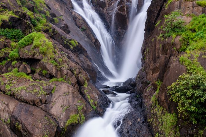 <strong>Dudhsagar Falls: </strong>Located in Goa, on the border with Karnataka in western India, this epic waterfall (the name means 'sea of milk') clocks in at a staggering 1,017 feet tall and 100 feet wide. 