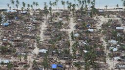 The devastation left behind after cyclone Kenneth hit Northern Mozambique's Macomia district on April 25, 2019. 
