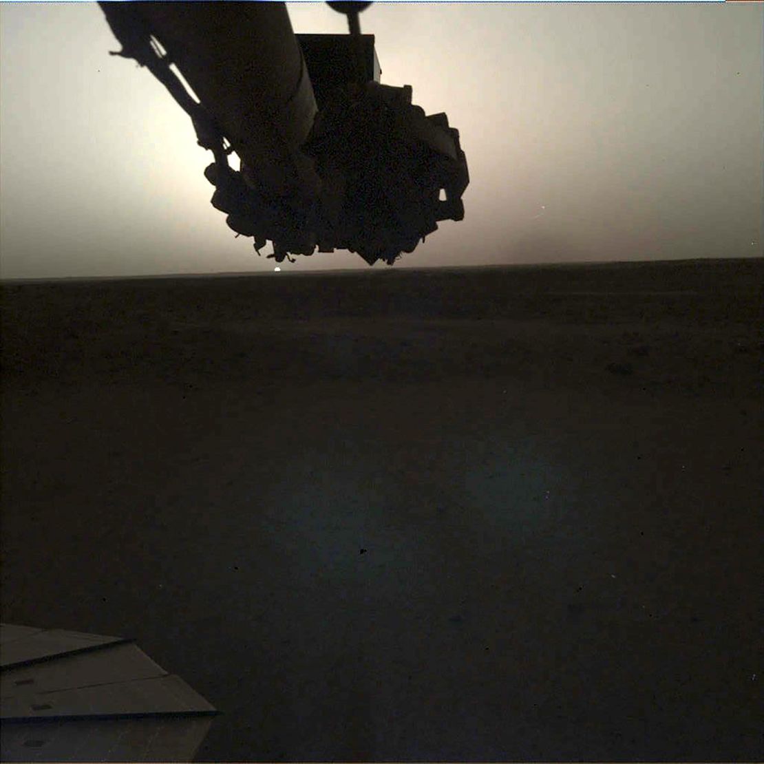 This image of a sunrise on Mars was taken by the InSight lander on April 24.