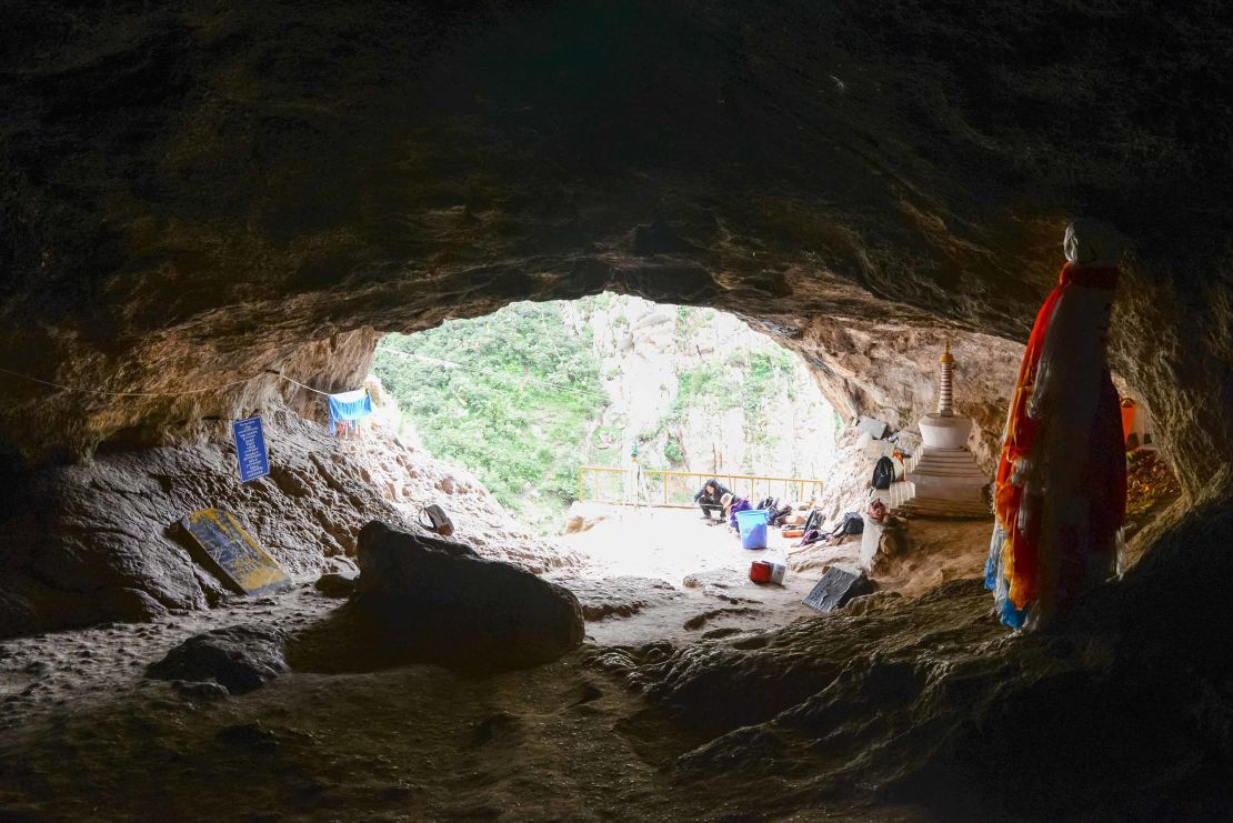 The entrance to the Baishiya Karst Cave.