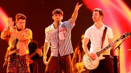 The Jonas Brothers rehearse for their electrifying 2019 BBMA performance. Tune in Wednesday, May 1st at 8 pm ET/PT to see the trio for their first awards show performance together in 10 years. -- Pictured: (l-r) Nick Jonas, Joe Jonas, Kevin Jonas