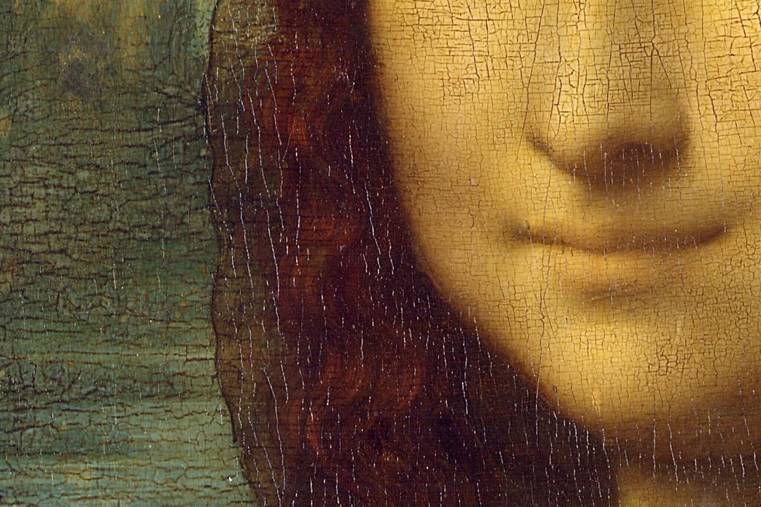 A detail of the "Mona Lisa."