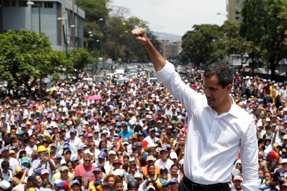 Guaido, who has been recognized by many countries as Venezuela's interim president, speaks during a rally in Caracas on May 1.