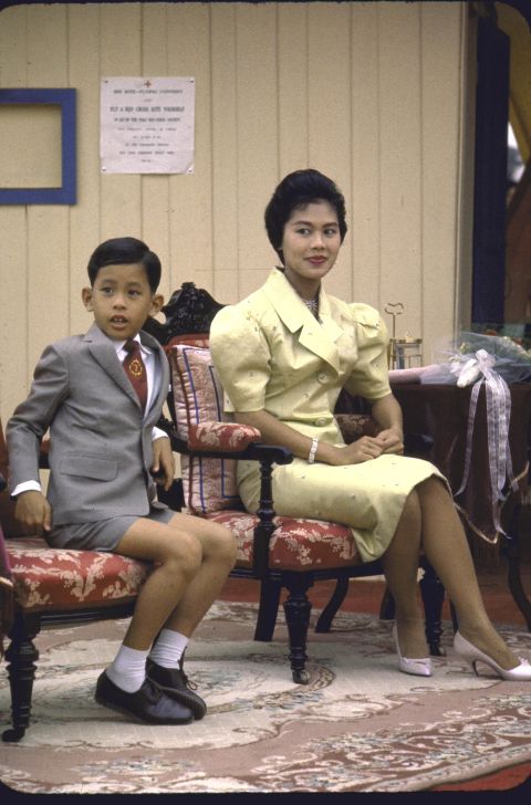Vajiralongkorn sits with his mother, Queen Sirikit, in 1960. He's the only son of King Bhumibol Adulyadej.