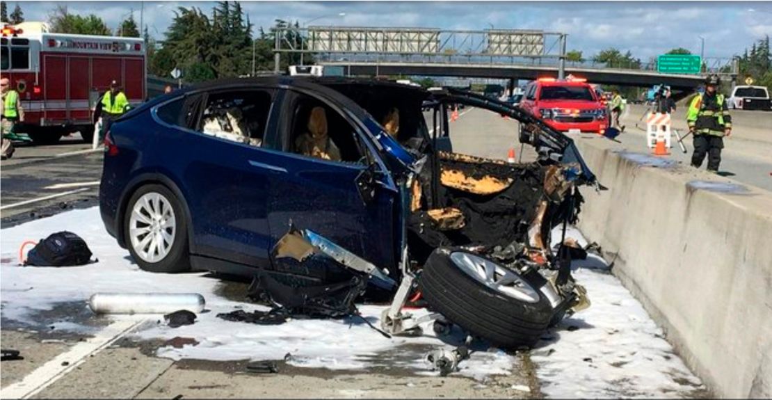This March 23, 2018 crash of a Tesla Model X in Autopilot mode killed the car's owner, Walter Huang. His family is suing Tesla charging the Autopilot feature caused the crash.