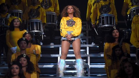INDIO, CA - APRIL 14: Beyonce Knowles performs onstage during 2018 Coachella Valley Music And Arts Festival Weekend 1 at the Empire Polo Field on April 14, 2018 in Indio, California. (Photo by Larry Busacca/Getty Images for Coachella )