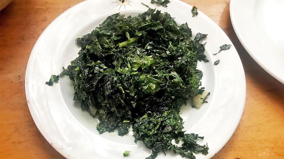 <strong>Sukuma wiki:</strong> Sukuma wiki, meaning "end of the week" in Swahili, is collard greens prepared with onions and spices. 
