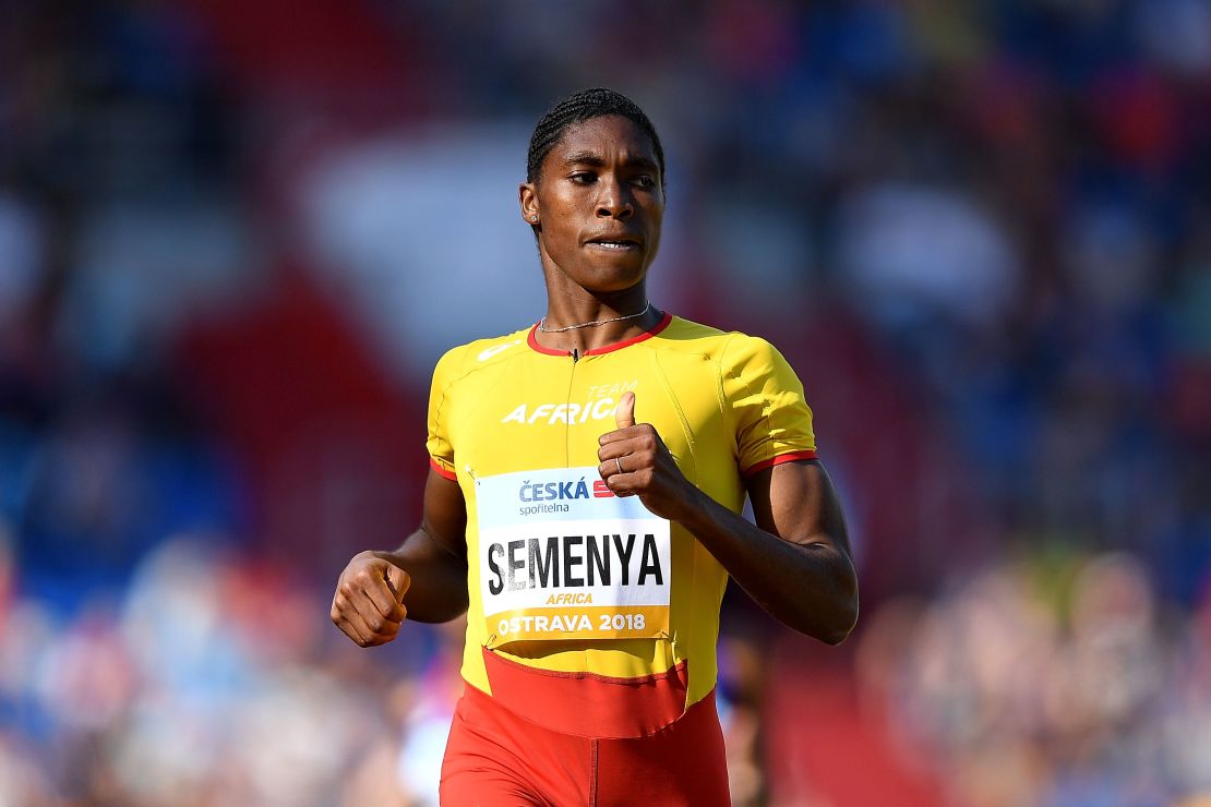 Caster Semenya of Team Africa celebrates victory following the Womens 800 Metres during day two of the IAAF Continental Cup at Mestsky Stadium in 2018.