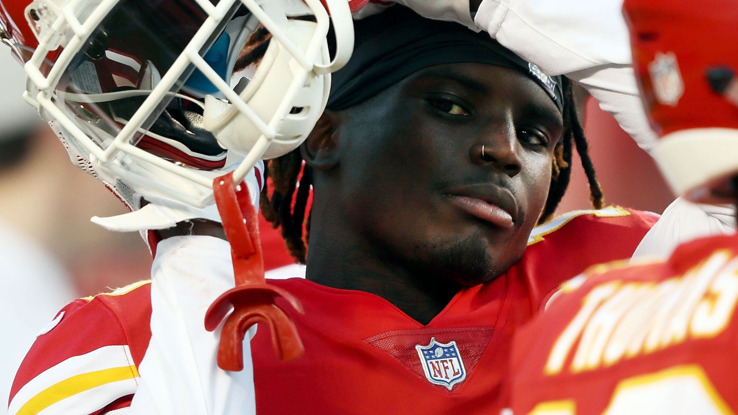 Wide receiver Tyreek Hill is the subject of an NFL investigation. 