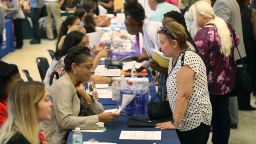 MIAMI, FLORIDA - APRIL 05: People attend a job fair put on by Miami-Dade County and other sponsors on April 05, 2019 in Miami, Florida. The job fair was being held as the Labor Department released its monthly hiring and unemployment figures for March which showed that 196,000 jobs were added last month, a rebound from the February report. (Photo by Joe Raedle/Getty Images)