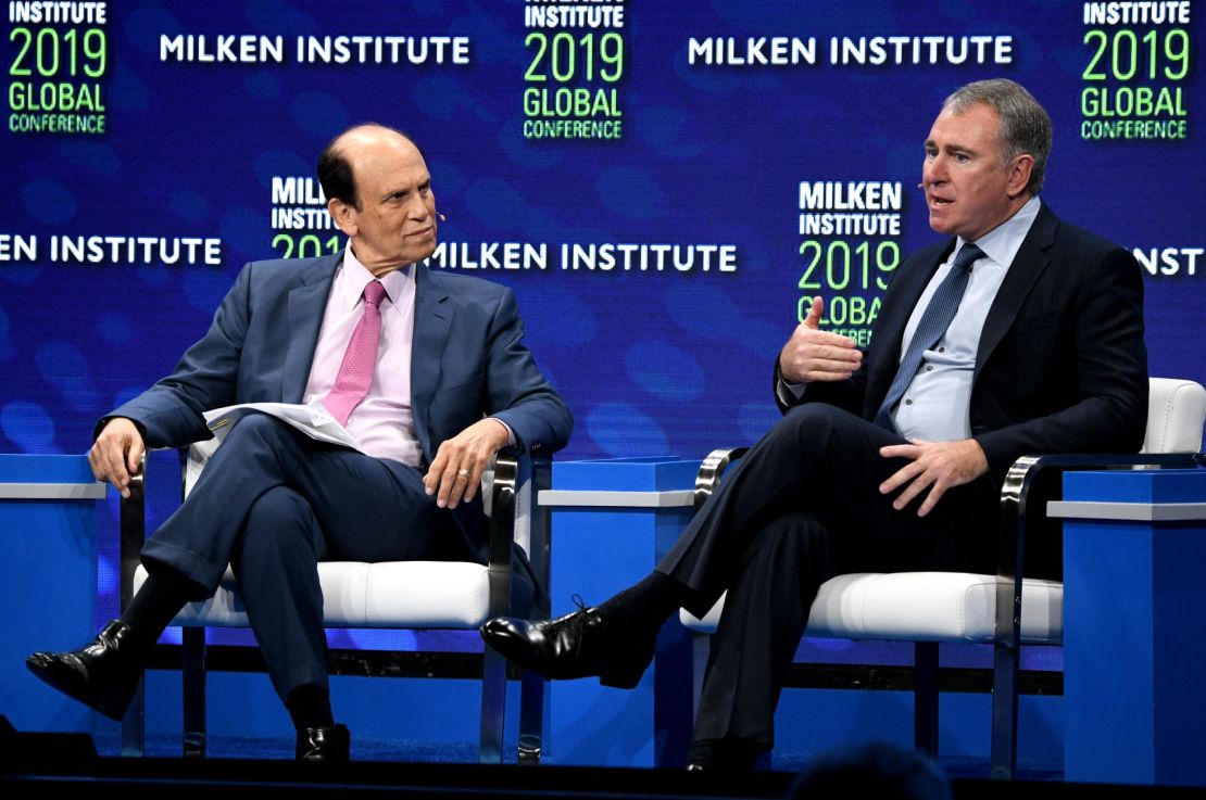 Michael Milken, chair of the Milken Institute, and billionaire hedge funder Ken Griffin talk about the future of capitalism at the annual Milken Institute Global Conference on April 29.