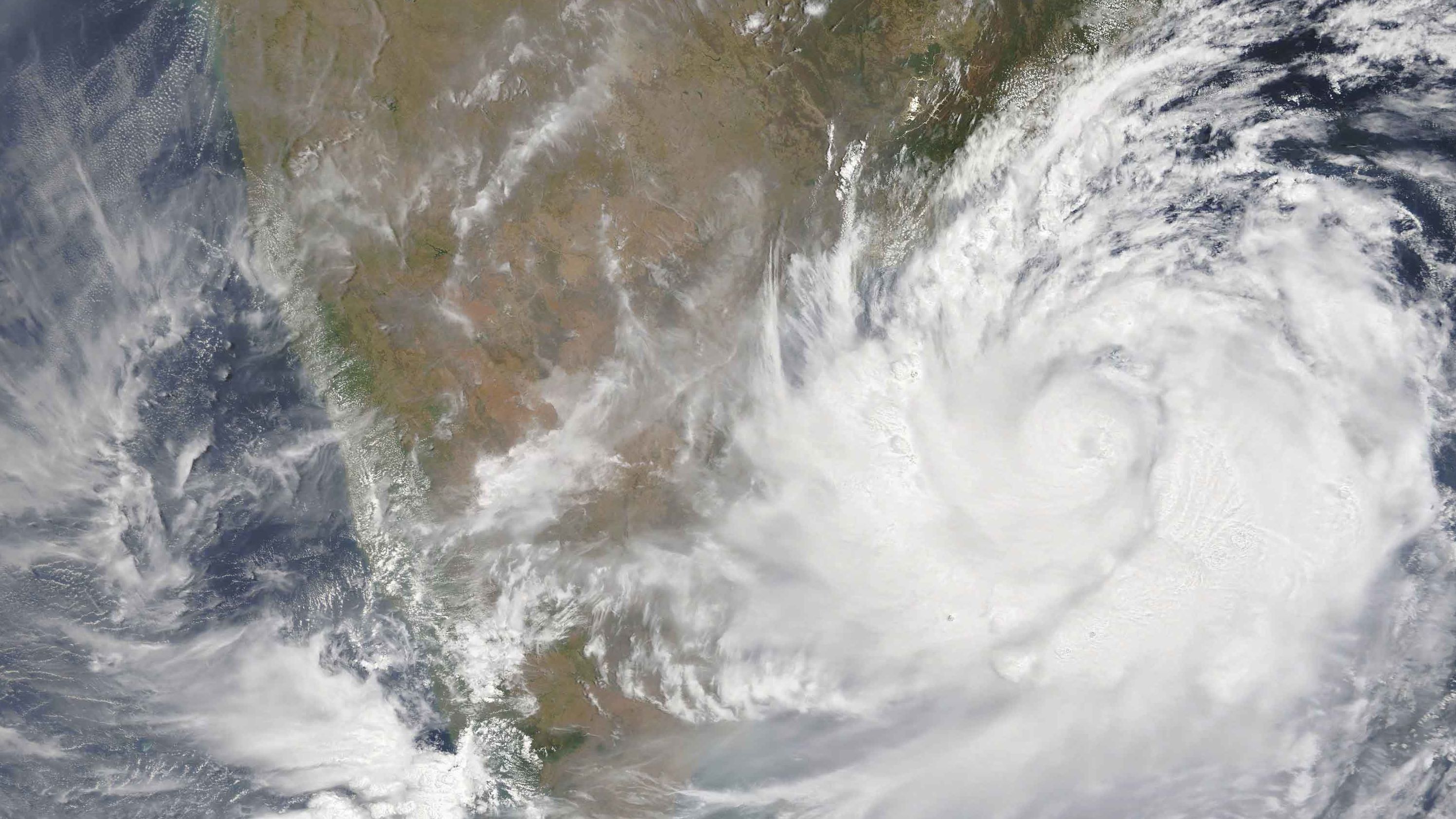 A satellite photo from NASA shows Fani as it approaches India's eastern coast on Wednesday, May 1.