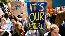 School students in Melbourne join a national day of action on May 3 to push the Australian government to prioritize its response to climate change.