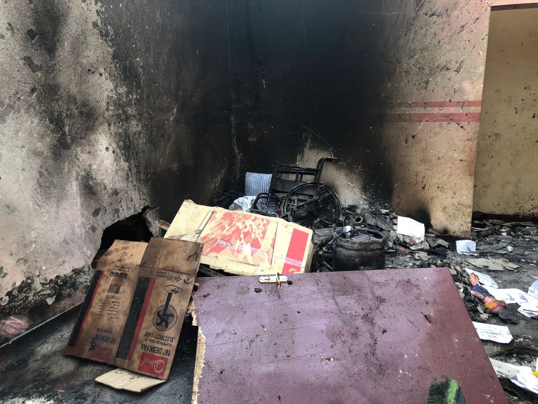 The aftermath of suicide explosions at a house in Sainthamaruthu, near Kalmunai, eastern Sri Lanka.