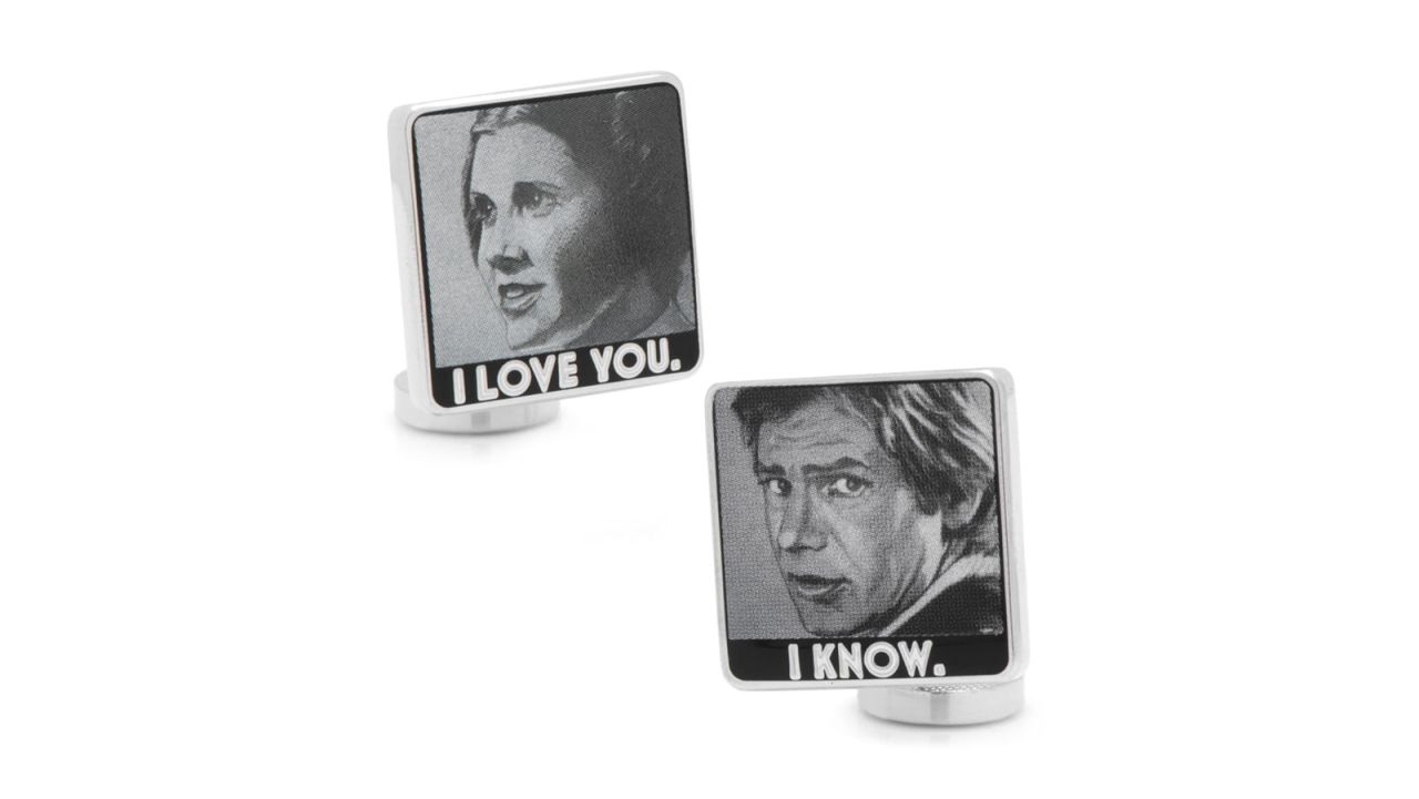 <strong>Star Wars Han Solo Cufflinks ($65; </strong><a href="https://click.linksynergy.com/deeplink?id=Fr/49/7rhGg&mid=1237&u1=0503starwarsday&murl=https%3A%2F%2Fshop.nordstrom.com%2Fs%2Fcufflinks-inc-star-wars-han-solo-cuff-links%2F4748652%3Forigin%3Dkeywordsearch-personalizedsort%26breadcrumb%3DHome%252FAll%2520Results%26color%3Dblack" target="_blank" target="_blank"><strong>nordstrom.com</strong></a><strong>)</strong><br />