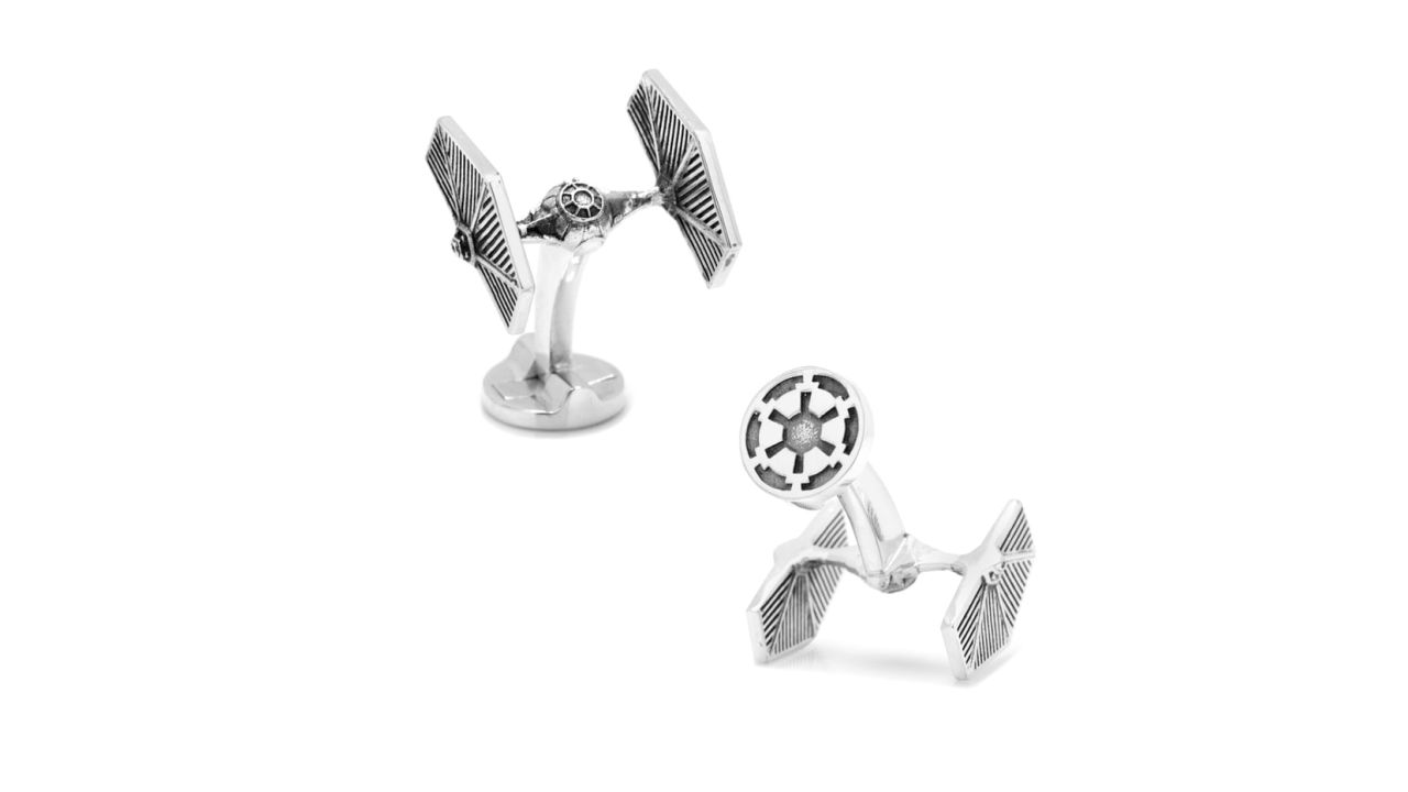 <strong>Star Wars TIE Fighter 3D Cufflinks ($135; </strong><a href="https://click.linksynergy.com/deeplink?id=Fr/49/7rhGg&mid=1237&u1=0503starwarsday&murl=https%3A%2F%2Fshop.nordstrom.com%2Fs%2Fcufflinks-inc-star-wars-tie-fighter-3d-cuff-links%2F4608162%3Forigin%3Dkeywordsearch-personalizedsort%26breadcrumb%3DHome%252FAll%2520Results%26color%3Dsilver" target="_blank" target="_blank"><strong>nordstrom.com</strong></a><strong>)</strong><br />