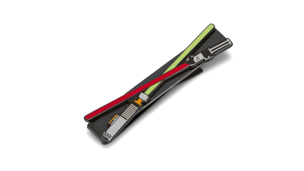 <strong>Star Wars Lightsaber Tie Bar ($36; </strong><a href="https://click.linksynergy.com/deeplink?id=Fr/49/7rhGg&mid=1237&u1=0503starwarsday&murl=https%3A%2F%2Fshop.nordstrom.com%2Fs%2Fcufflinks-inc-star-wars-lightsaber-tie-bar%2F4773066%3Forigin%3Dkeywordsearch-personalizedsort%26breadcrumb%3DHome%252FAll%2520Results%26color%3Dmulti" target="_blank" target="_blank"><strong>nordstrom.com</strong></a><strong>)</strong><br />