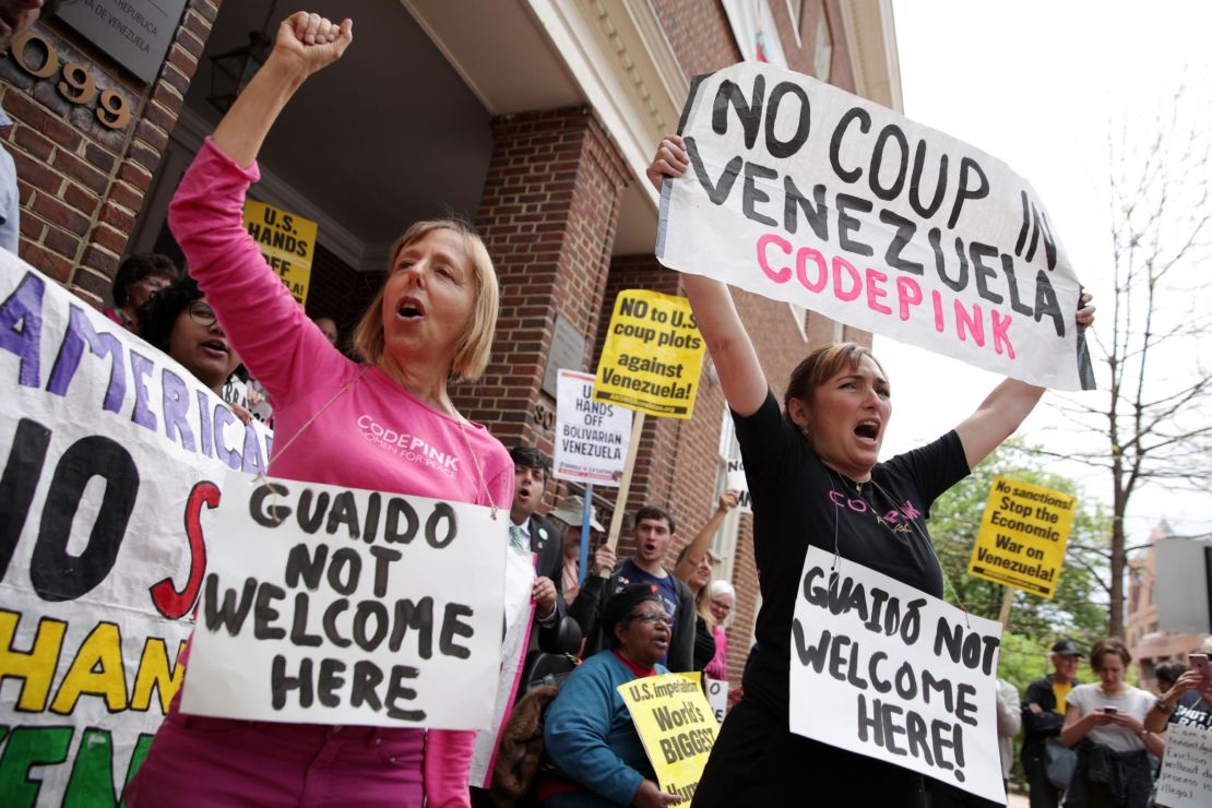 Benjamin, left, and Ariel Gold are among the US activists occupying the Venezuelan Embassy in Washington.