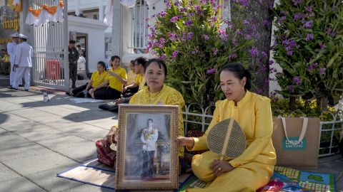 Crowds gather near the Royal Palace to wait for the arrival of King Maha Vajiralongkorn on May 4, 2019 in Bangkok, Thailand. 