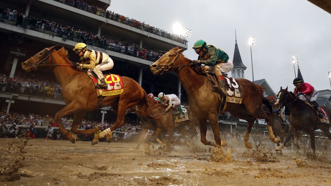 Flavien Prat rides Country House to victory during the 145th running of the Kentucky Derby.