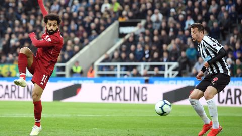 Salah scores Liverpool's second against Newcastle.