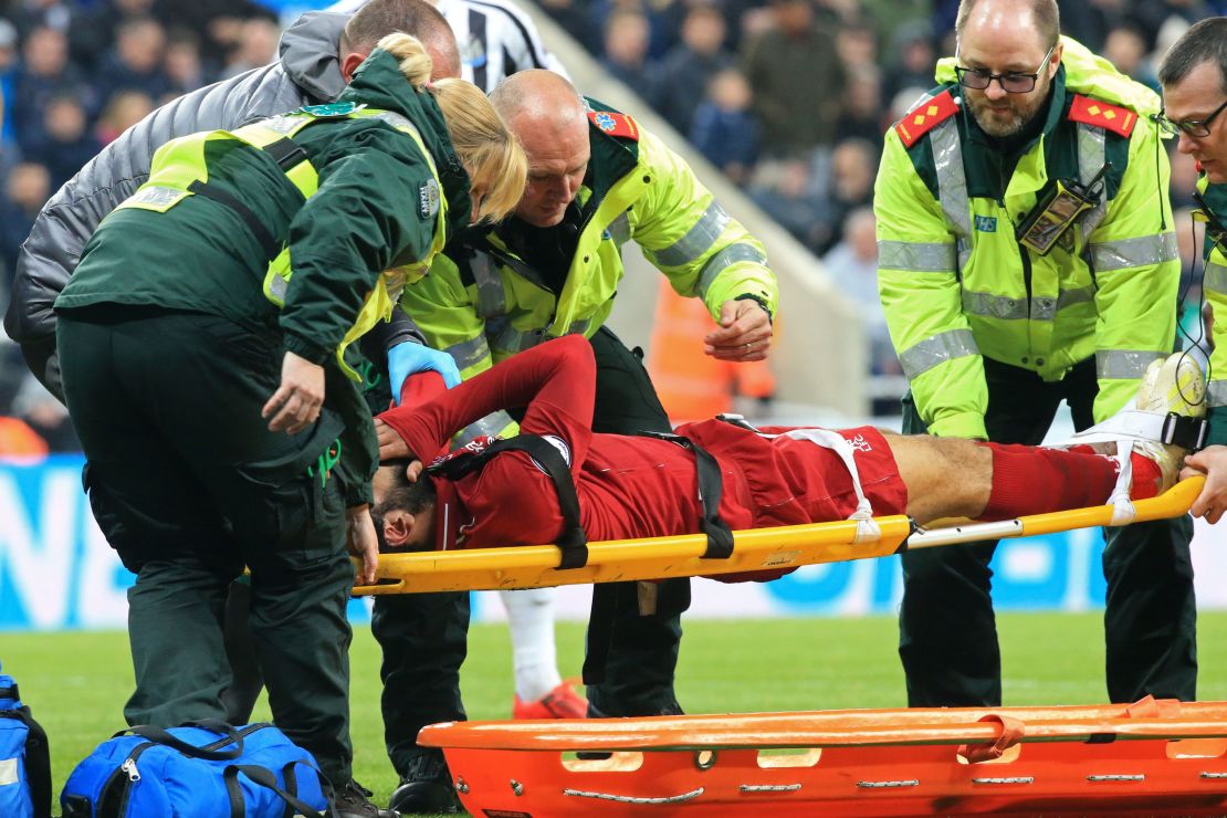 Salah left the pitch injured in the second half.
