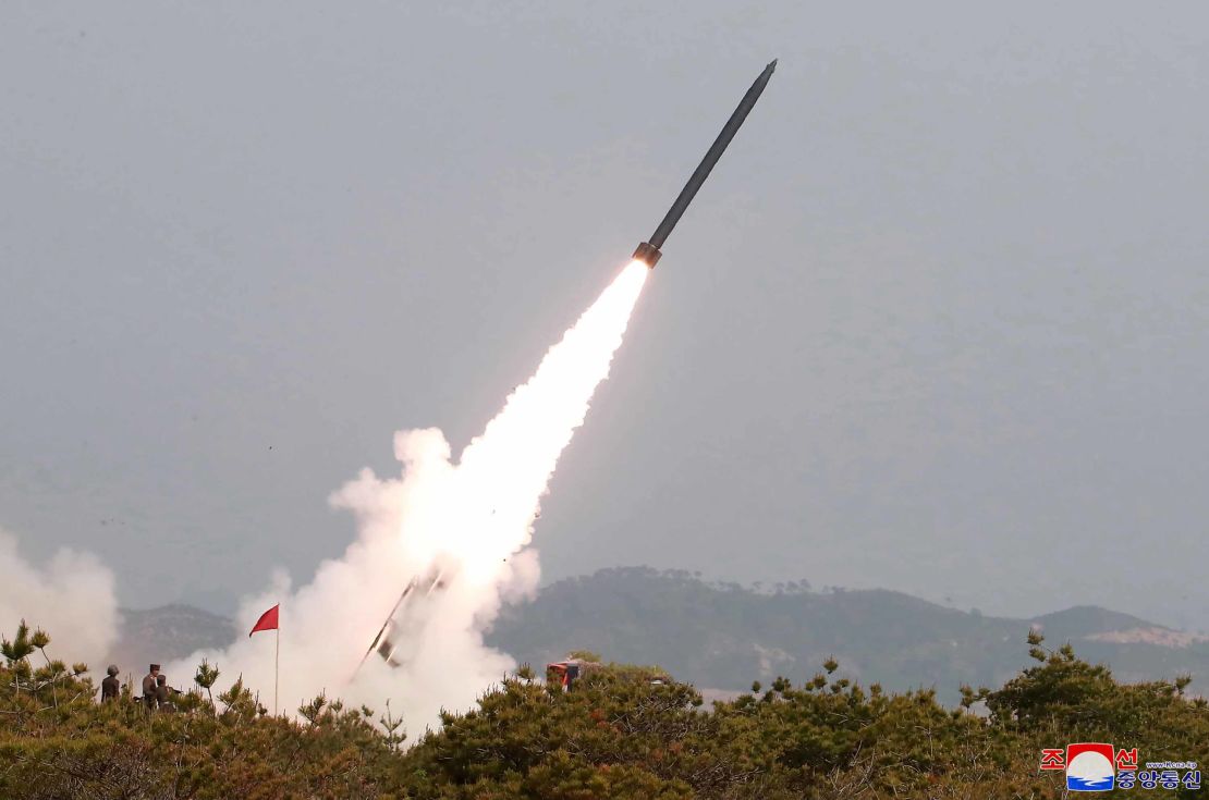 This photo, provided on May 5 by the North Korean government, shows a weapons test the day before.