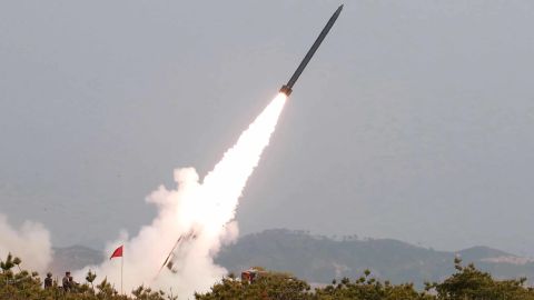 This photo, provided on May 5 by the North Korean government, shows a weapons test the day before.