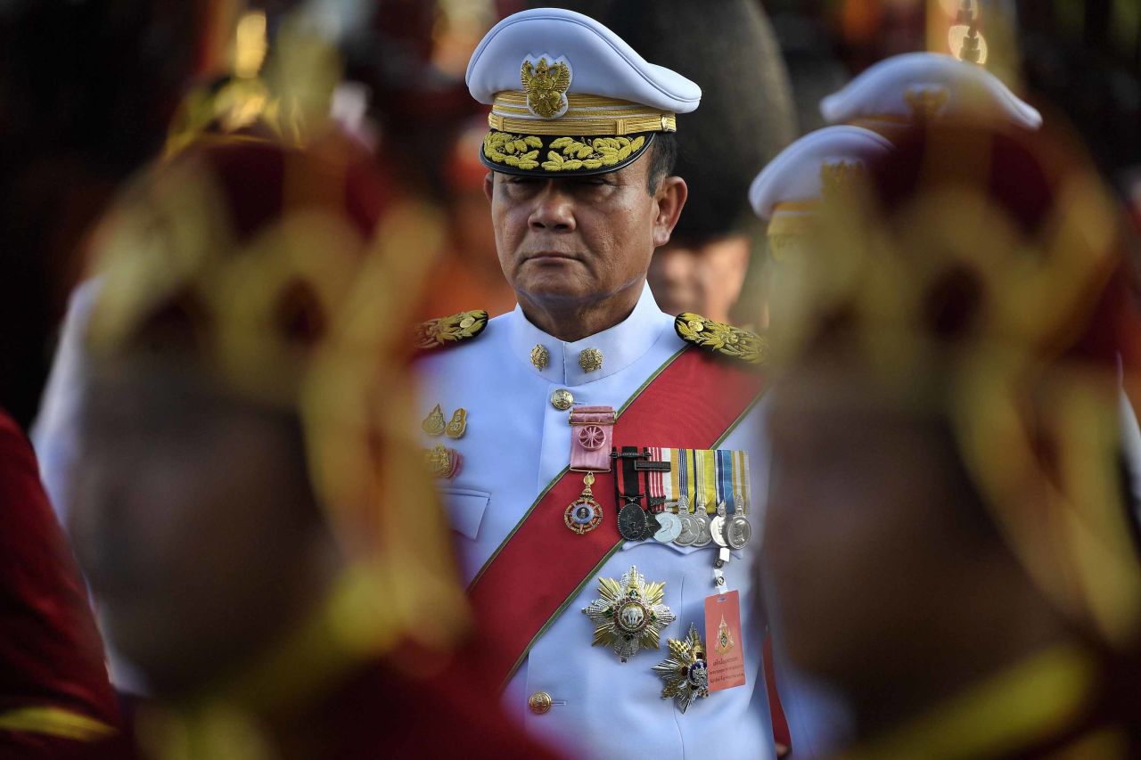Thailand's Prime Minister Prayut Chan-o-Cha takes part in the coronation procession on May 5.