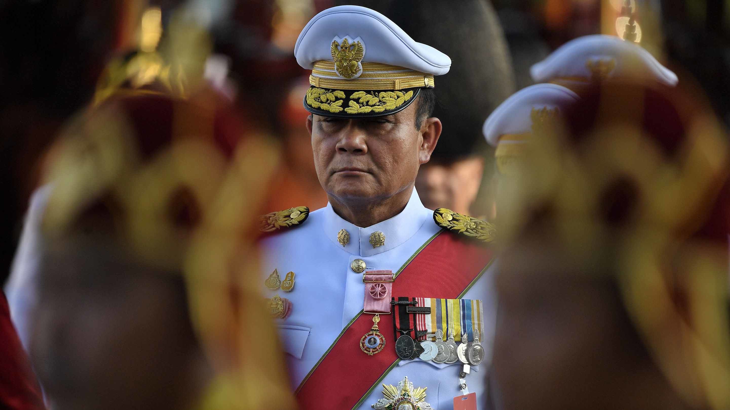 Thailand's Prime Minister Prayut Chan-o-Cha takes part in the coronation procession on May 5.