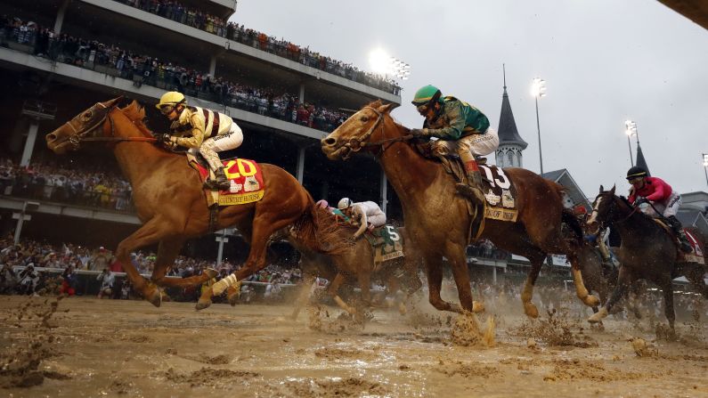 Flavien Prat rides Country House to victory during the <a href="index.php?page=&url=https%3A%2F%2Fwww.cnn.com%2F2019%2F05%2F04%2Fsport%2Fgallery%2Fkentucky-derby-2019%2Findex.html" target="_blank">145th running of the Kentucky Derby</a> at Churchill downs on Saturday, May 4, in Louisville, Kentucky. Although Country House crossed the finish line second, the horse was declared the winner after Maximum Security was <a href="index.php?page=&url=https%3A%2F%2Fwww.cnn.com%2F2019%2F05%2F04%2Fsport%2Fkentucky-derby-maximum-security%2Findex.html" target="_blank">disqualified</a>. It was the first time a Derby winner was disqualified because of a foul on the track.
