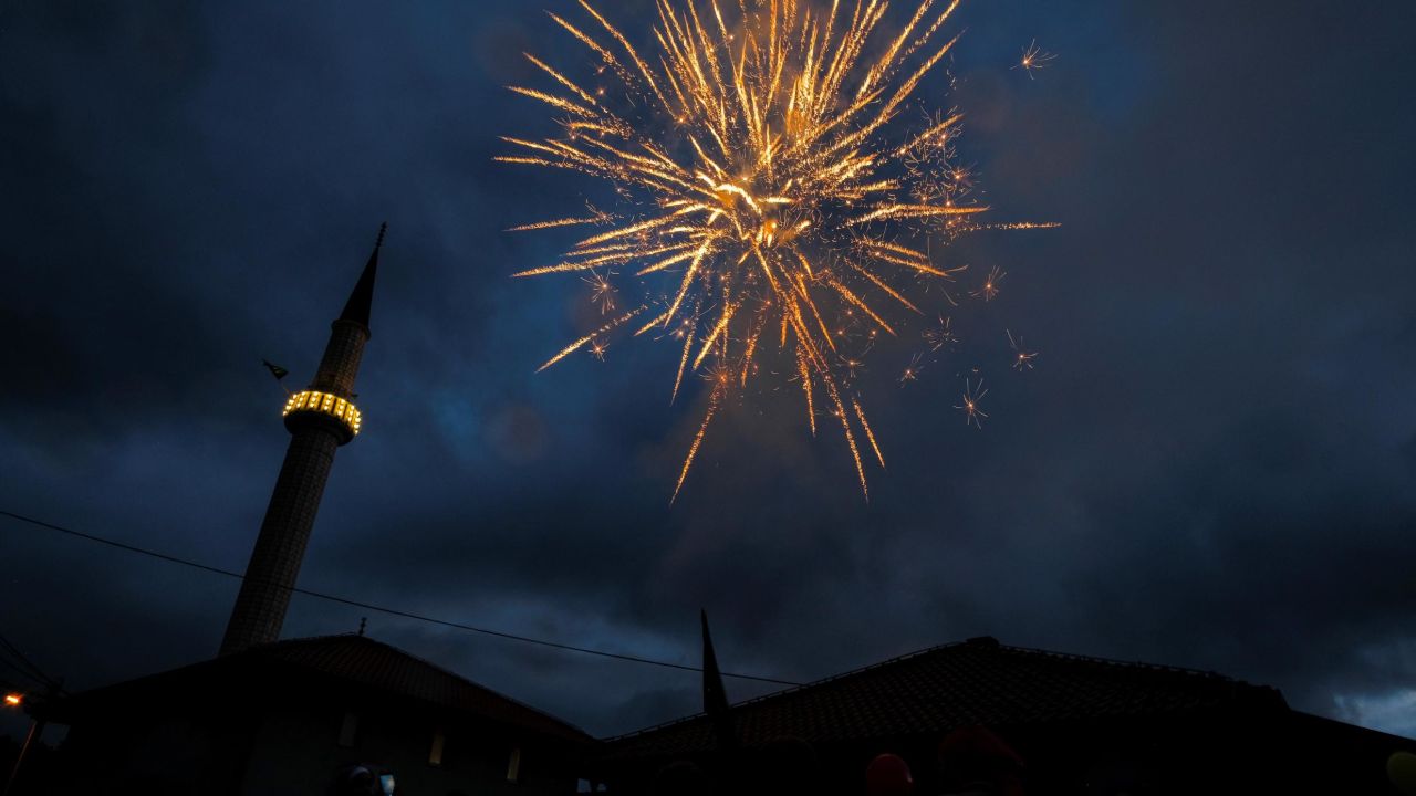 Fireworks light the night sky to mark the beginning of the Islamic holy month of Ramadan in Sarajevo, Bosnia and Herzegovina, on May 5.