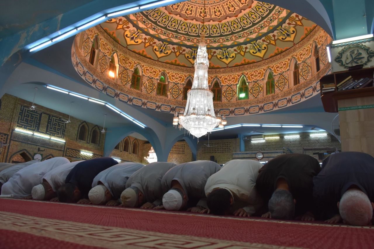 Muslims perform the first "Tarawih" prayer on the beginning of the Islamic holy month of Ramadan at the Al-Noor Grand Mosque in Kirkuk, Iraq on May 5.