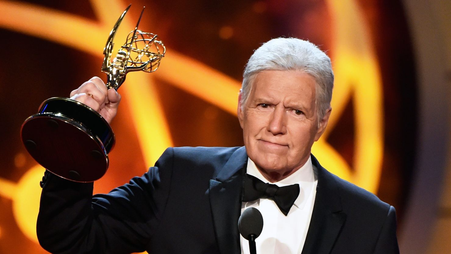 Alex Trebek accepts the Daytime Emmy Award for Outstanding Game Show Host onstage during the 46th annual Daytime Emmy Awards at Pasadena Civic Center on Sunday in Pasadena, California. 