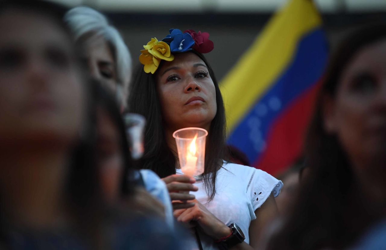 Anti-government demonstrators gather in Caracas on Sunday, May 5.