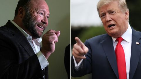 Alex Jones (L) and President Trump