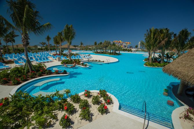 <strong>Oasis Lagoon: </strong>The island is also home to Oasis Lagoon, the largest freshwater pool in the Caribbean -- complete with swim-up bar.