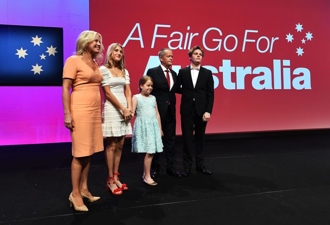 Labor leader Bill Shorten, his wife Chloe, and their children during the 2018 ALP National Conference on December 16, 2018 in Adelaide, Australia. 